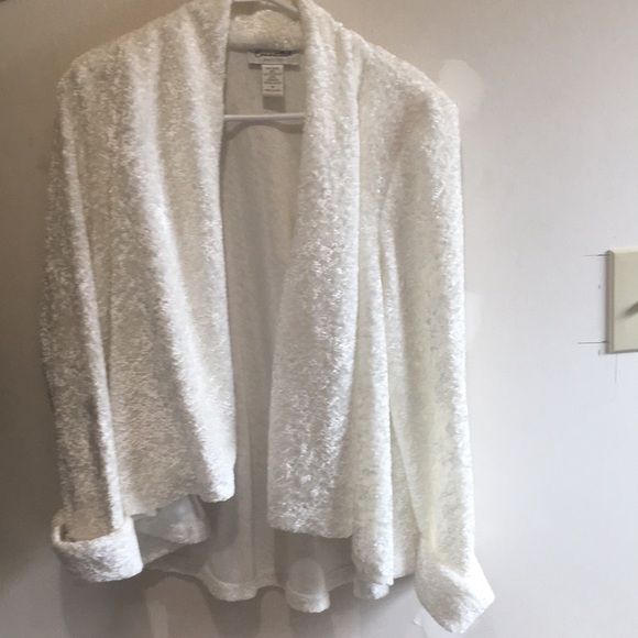 White velour shawl jacket - Picture 1 of 4